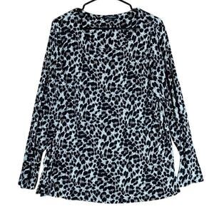 Mario Serrani Womens Blouse Brown Leopard Long Sleeve Round Neck Stretch XL